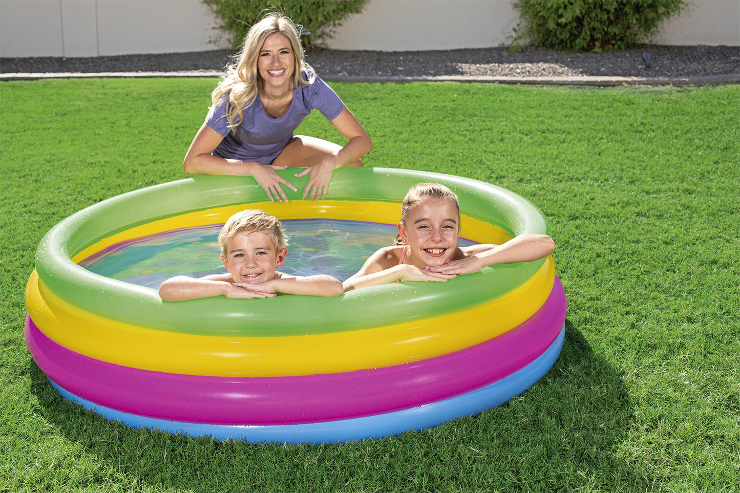 Bestway Opblaasbaar Kinderzwembad 4 Ringen Regenboog 157x46 cm vanaf +3 Jaar